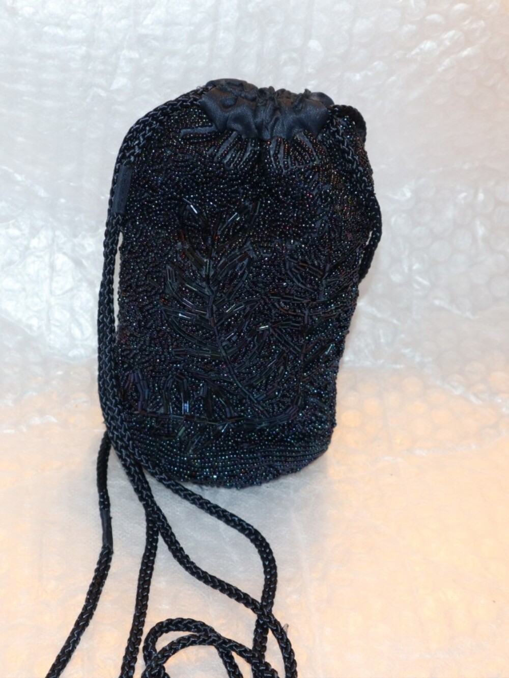 Tweeds Vintage Black Beaded Evening Purse Prom Party Small - Picture 8 of 15